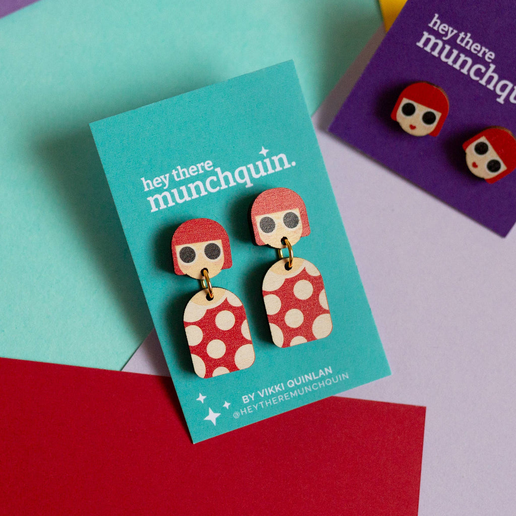 Amy Winehouse inspired - wooden dangle earrings