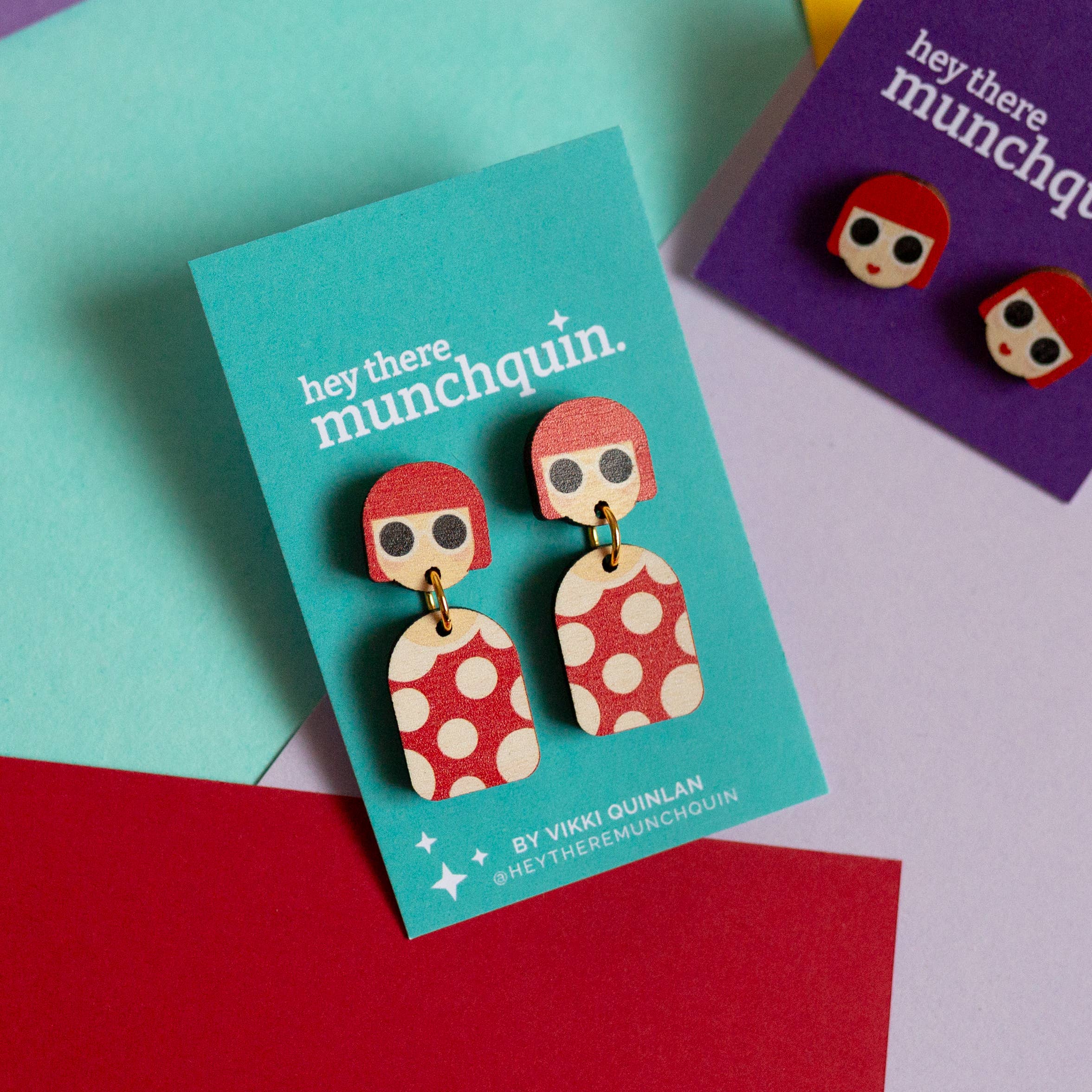 Amy Winehouse inspired - wooden dangle earrings