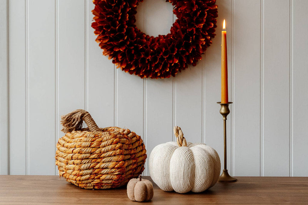 Cream Cotton and Rope Pumpkin