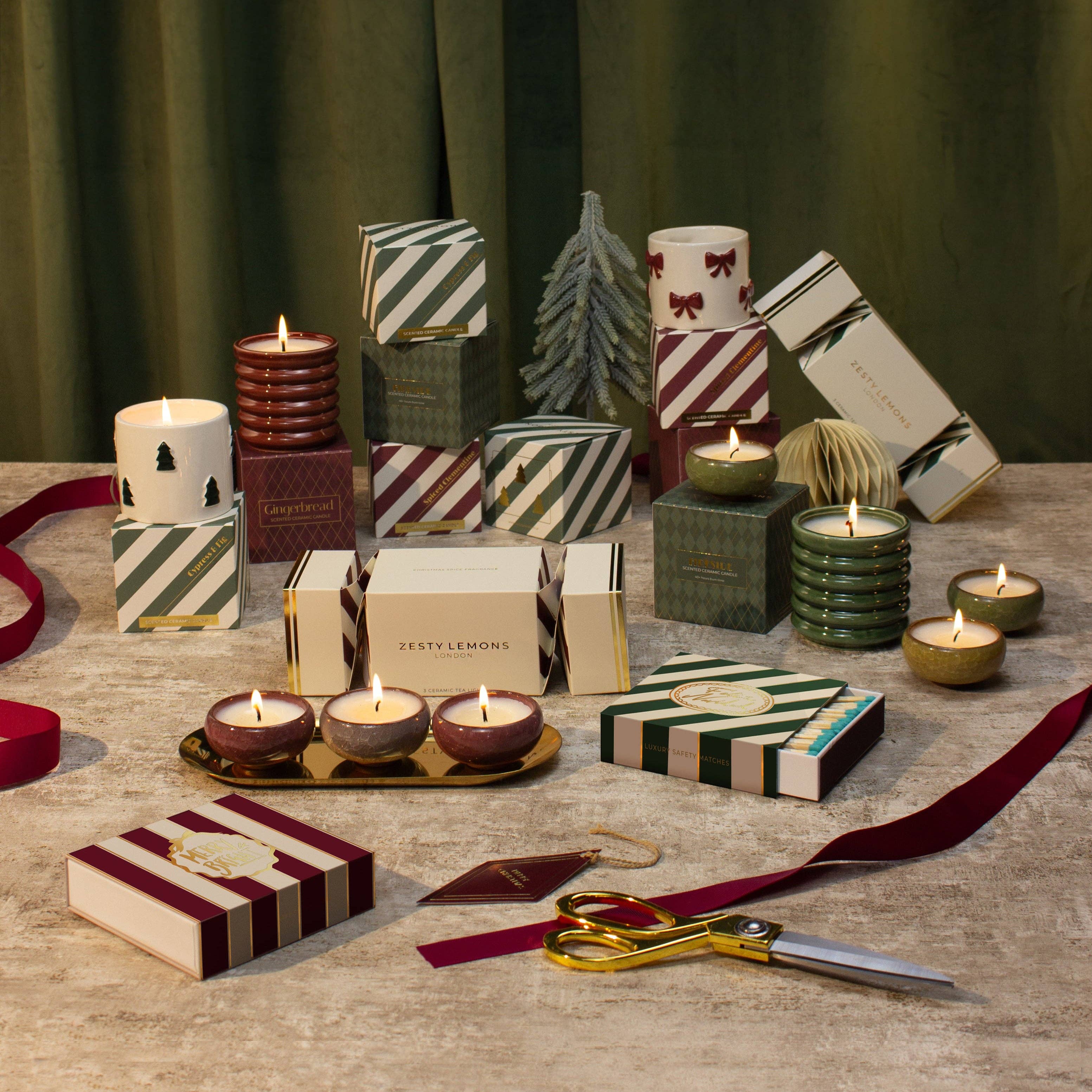Burgundy Bow Candle - Spiced Clementine