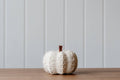 Cream Rope Pumpkin With Wooden Stalk