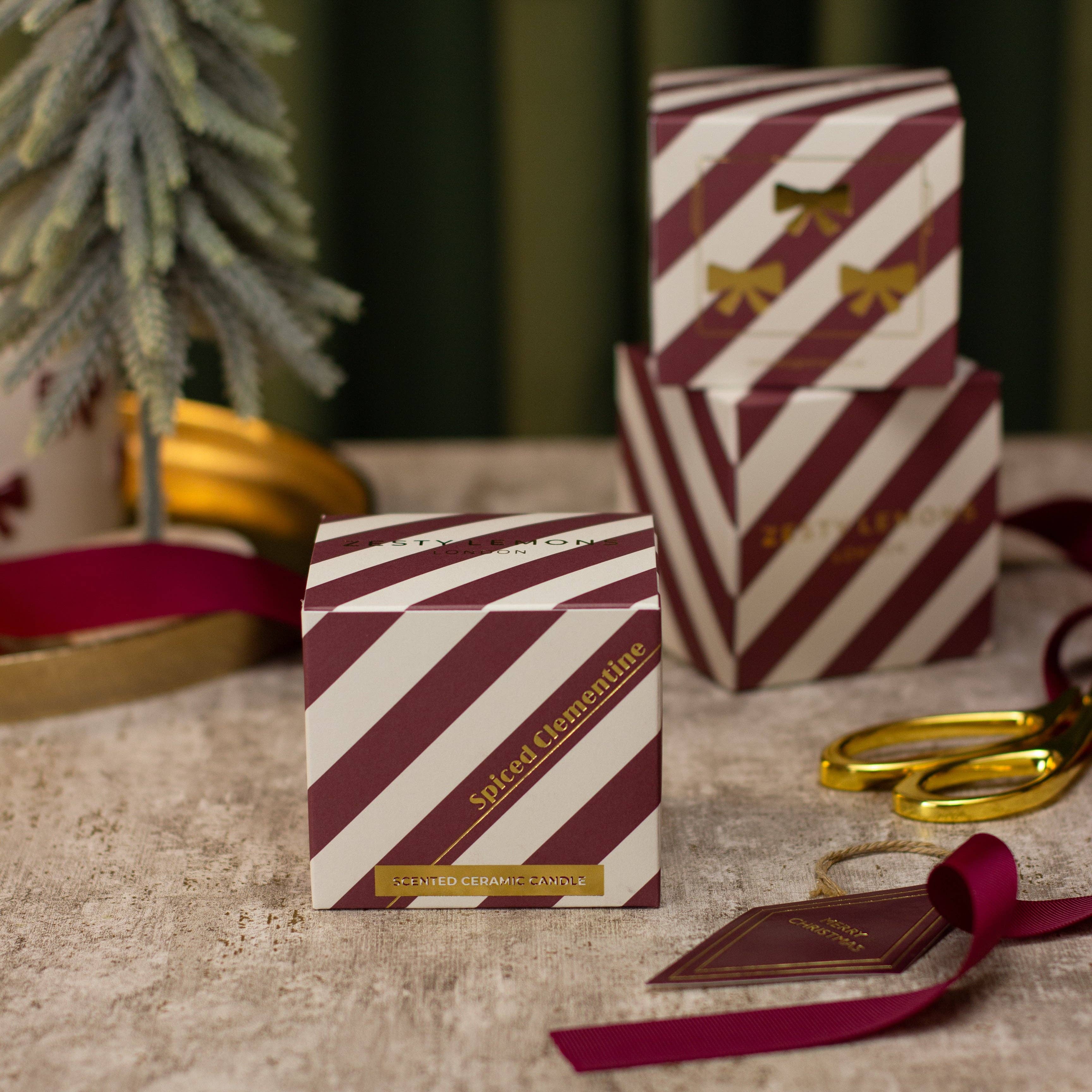 Burgundy Bow Candle - Spiced Clementine
